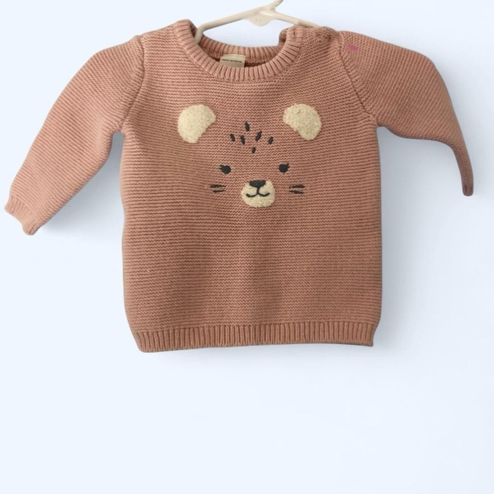 Soft pink bear sweater for baby #babygirl #winterwear Carter’s 3 M